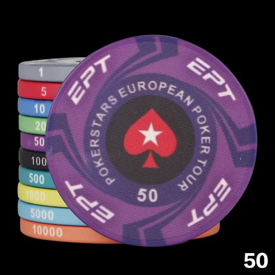 20 шт./лот ETP керамические покерные фишки Texas Hold'em Baccarat казино клубный игровой карты маджонг круглый персиковый конфетти «сердечки» набор настольной игры - Цвет: 50 Face value
