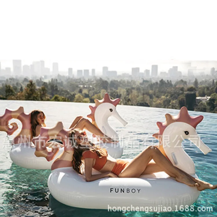 

Currently Available Wholesale Retail New Style Hippocampus Kuda Inflatable Rides Hippocampus Overwater Floating Mat Floating Bed