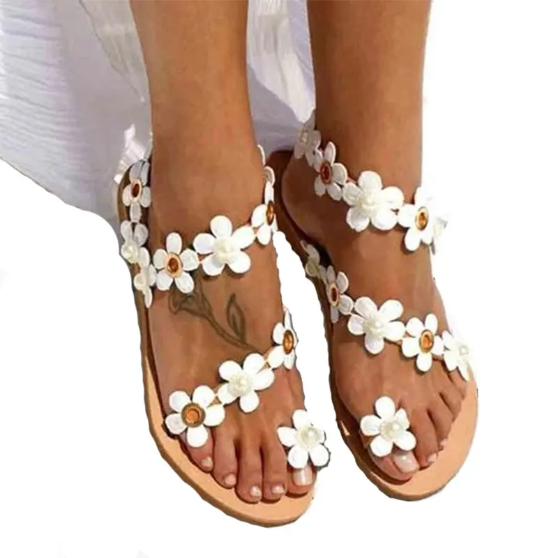 

2020 New Sandals Women Summer Pu Shoes Woman Open Toe Breathable And Lightweight Flowers Hollow Out Sandals Size 35-43