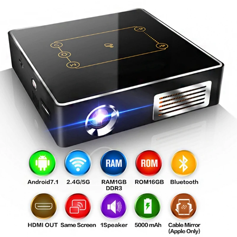 OPQ-C9PLUS+ Мини Портативный HD 1080P DLP проектор для офиса и дома BT4.0 светодиодный проектор портативный HD проектор(штепсельная вилка США