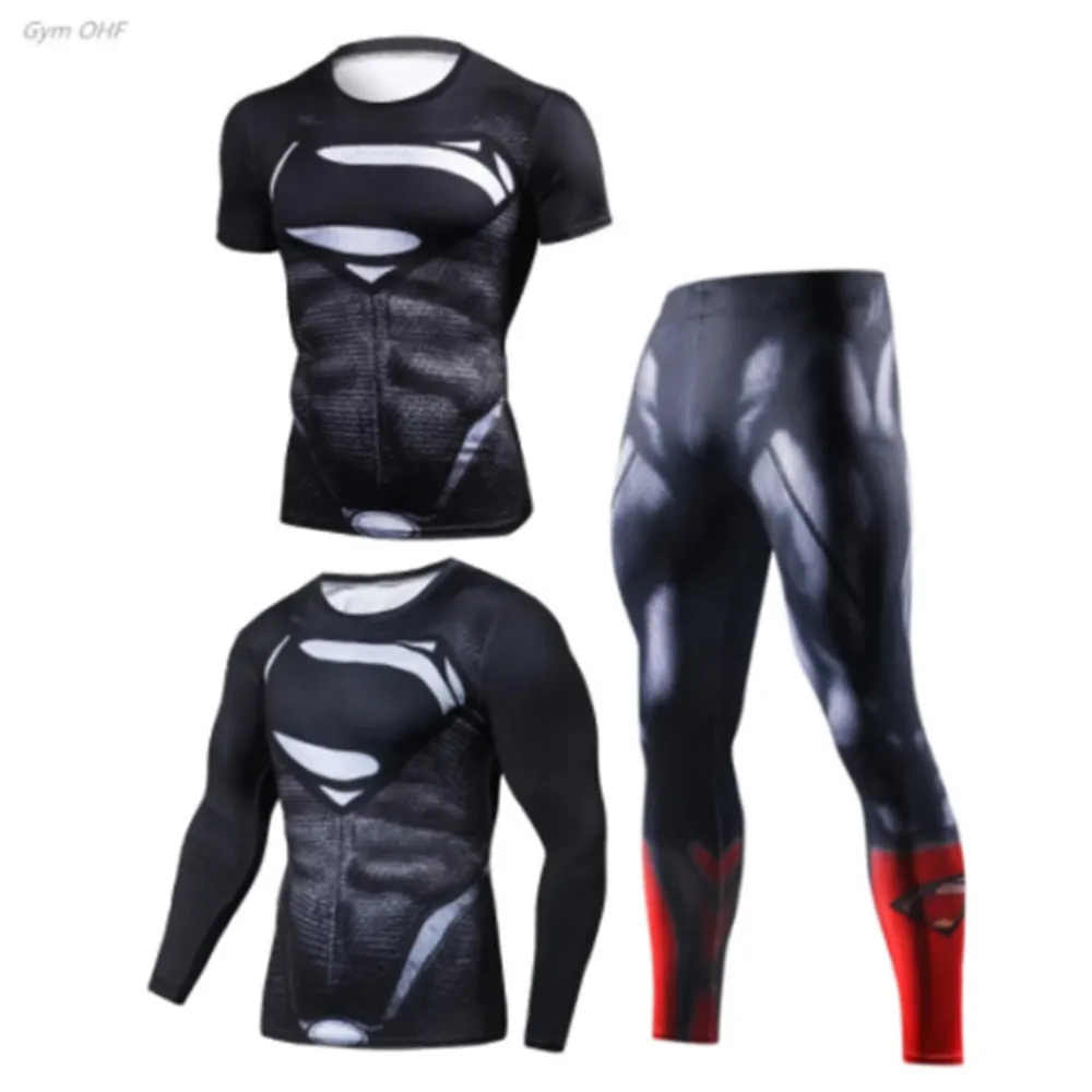 

Men Boxing Jersey Suits Super Hero 3D Compression Sportswear Quick Dry Gym Running Jogging Trained Fitness T Shirt Tracksuit Men