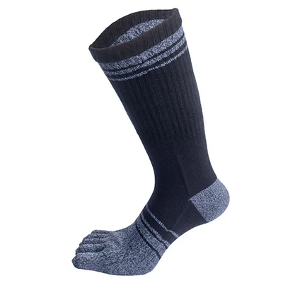 Модные весенне-осенние длинные носки без пятки, мужские утолщенные хлопковые носки с пятью пальцами, мужские цветные носки с 5 пальцами в стиле ретро, BOC300 - Цвет: Black and blue