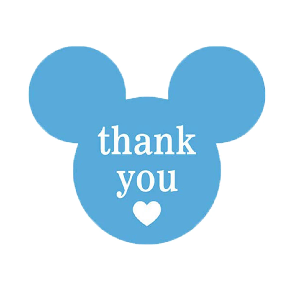 Микки Маус самоклеящаяся печать стационарная наклейка посылка украшение спасибо этикетка подарок на день рождения вечерние почтовые принадлежности - Цвет: Blue