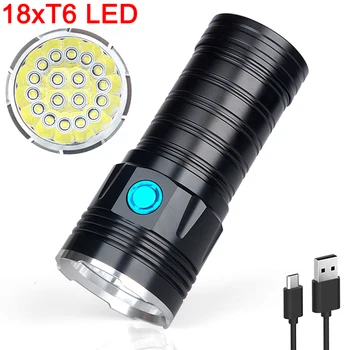 

Super Bright 18*T6 LED Flashlight Waterproof 3 Modes Torch Tactical Lanterna USB Rechargeable Camping Hunting Linterna