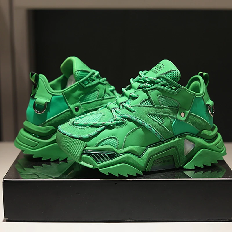 green leather sneakers