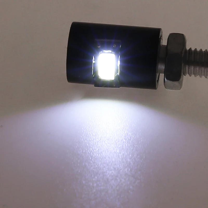 2PCS Motorcycle Number License Plate Lights 12V LED Auto Tail Front Screw Bolt Number Lamp Bulbs White Universal for Motorbike