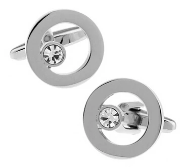 Роскошный дизайн круглые запонки с кристаллами качество латунь материал белый цвет запонки оптом и в розницу