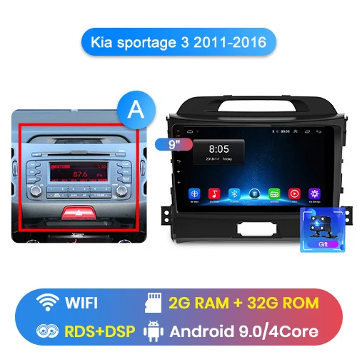 WIFI 2-32GB-A Junsun V1 pro 4G+ 64G Android 9,0 DSP для Kia sportage 3 4 2010 2011- автомобильный Радио Мультимедиа Видео плеер gps 2 din dvd - Цвет: WIFI 2-32GB-A