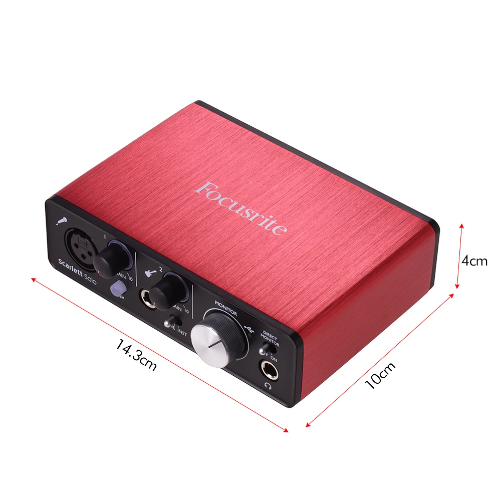 

Focusrite Scarlett Solo 2nd Generation USB Audio Interface Sound Card 24bit/192kHz with XLR & 6.35mm Inputs RCA & 6.35mm Outputs