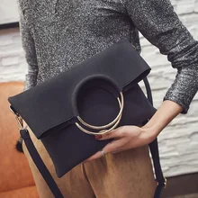 Fashion new 2 pcs Women Handbags High-quality Matte PU Leather Women bag Open Metal Ring Envelopes Portable Shoulder bag