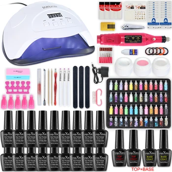 

Nail Set Lamp Dryer with18/12pcs Nail Gel Polish Kit Soak Manicure Tools Set Electric Nail Drill Tools Nails Art Decorations