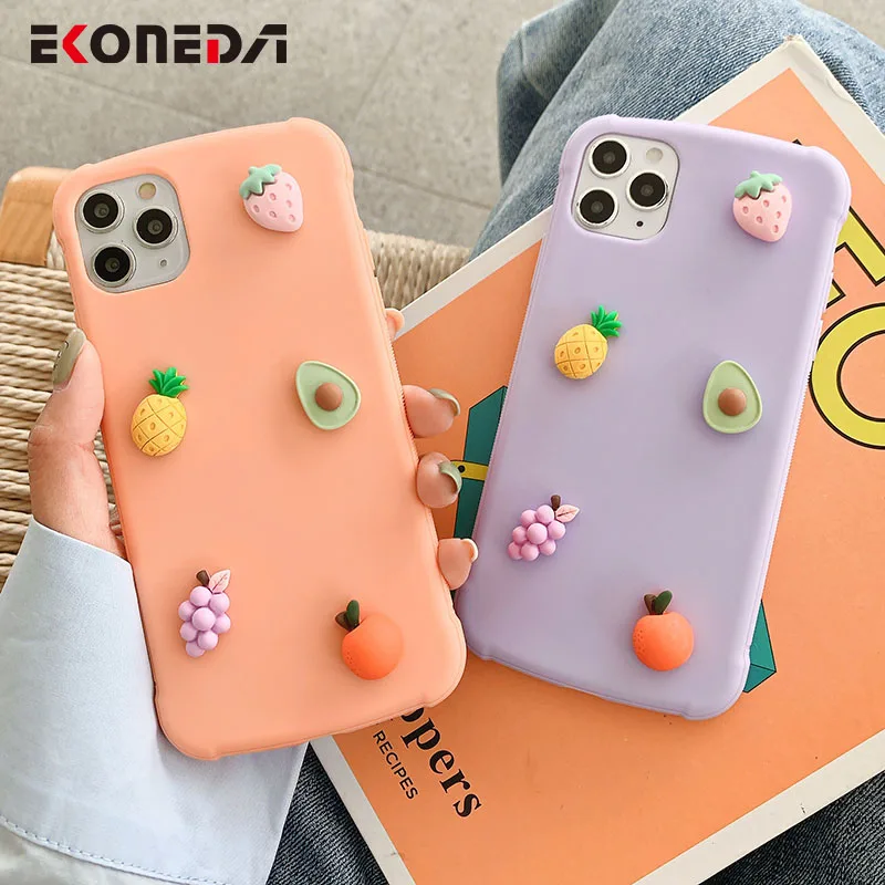 

EKONEDA Cute Fruit Phone Case For iPhone 7 8 Plus SE 2020 11 Pro XS Max X XR Case Anti-knock Soft Silicone Back Cover