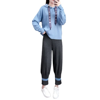 

Rlyaeiz Fashion Knitted 2 Piece Set Women Tracksuits 2019 Autumn Casual Sweater + Ankle-length Pants Sportswear Woman Sweat Suit