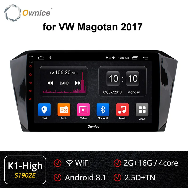 S1902 K1-High Ownice K3 K5 K6 2DIN Восьмиядерный 2G ram Android 9 10," Автомобильный Радио dvd-плеер Navi аудио для Volkswagen VW Magotan 4G LTE DVR - Цвет: S1902 K1-High