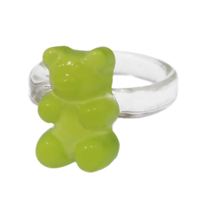 Transparent Bear Rings for Women Trendy Colorful Resin Finger Rings Wholesale Jewelry Girls Party Gifts
