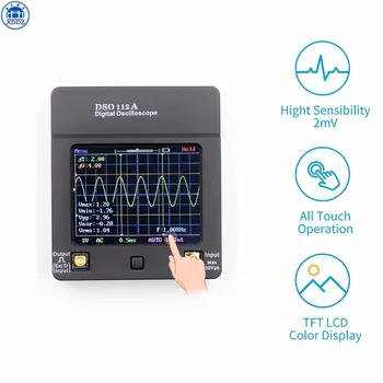 

DSO112A Mini Oscilloscope 2MHz Bandwidth 5M Sampling Full Screen Touch Portable Digital Oscilloscope