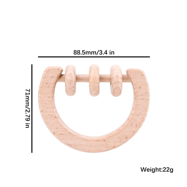 Baby Wooden Rattle Beech Bear Hand Teething Wooden Ring Baby Rattles Play Gym Montessori Stroller Toy Educational Toys for Kid set-28