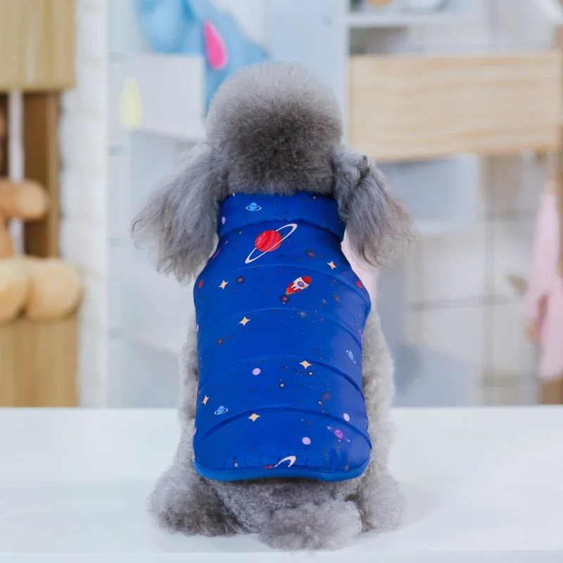 Одежда для домашних животных осень зима теплый жилет пальто для маленьких средних собак Щенок пуховик толстовки космический пейзаж
