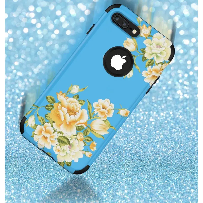 Роскошный чехол 3 в 1 для iPhone 11 pro Max 7 8 6 6s Plus X Xs max XR, Жесткий Чехол для телефона с цветочным рисунком, силиконовый бампер, противоударный чехол