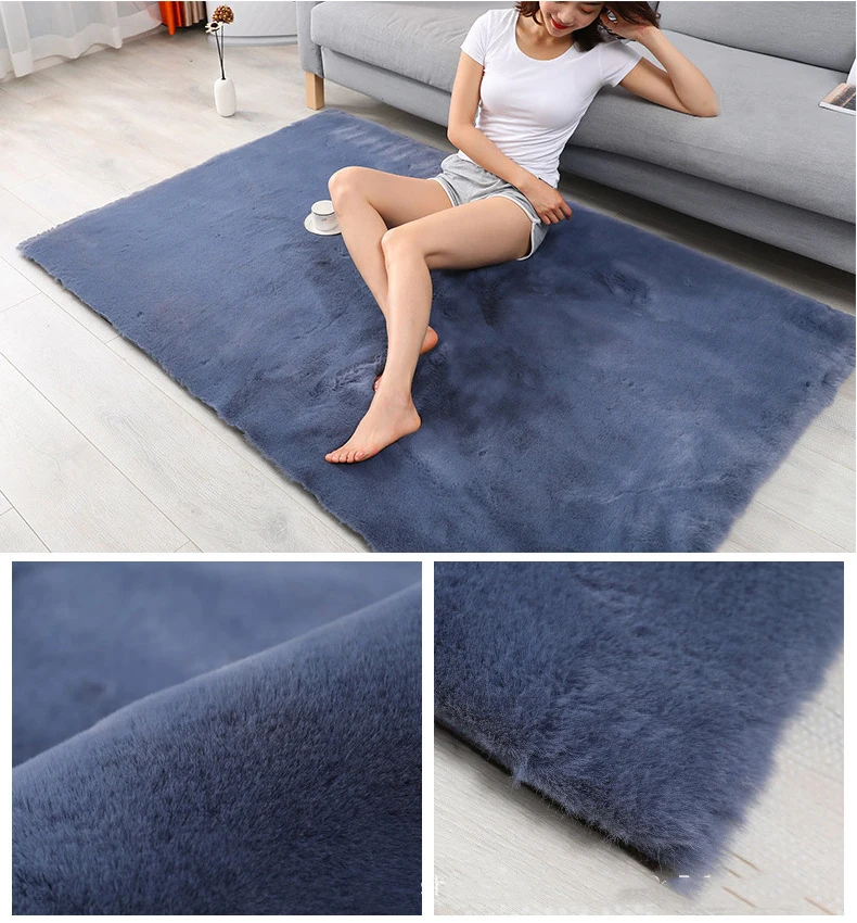 Нордический Пушистый Ковер из искусственного меха, микрофибра, имитация кроличьей шерсти, ковер для гостиной/спальни, 8 цветов, белый, серый, коричневый