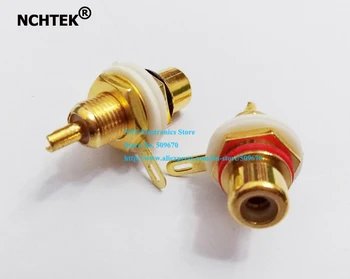 

NCHTEK Golden Plated RCA Female JACKS PANEL MOUNT A/V Connector Adapter, 2 Color Red + Black/Free shipping/25PAIRS(50pcs)