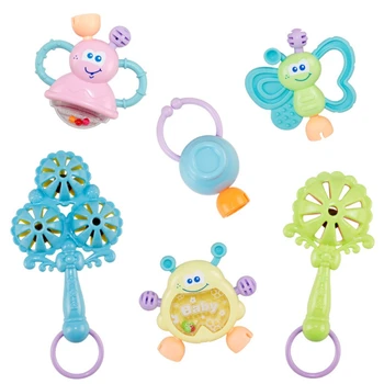 

6Pcs Baby Toys Cartoon Animal Hand Bell Lovely Hand Shake Ring baby Rattles Teether