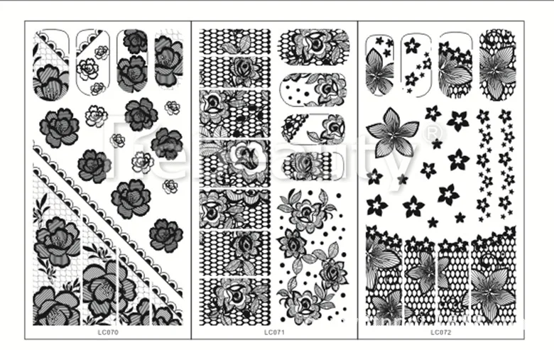 LC61-64 Black New Style Hot Selling Japan Popular 3D Lace Nail Sticker Bride Flower Stickers Currently Available Environmentally