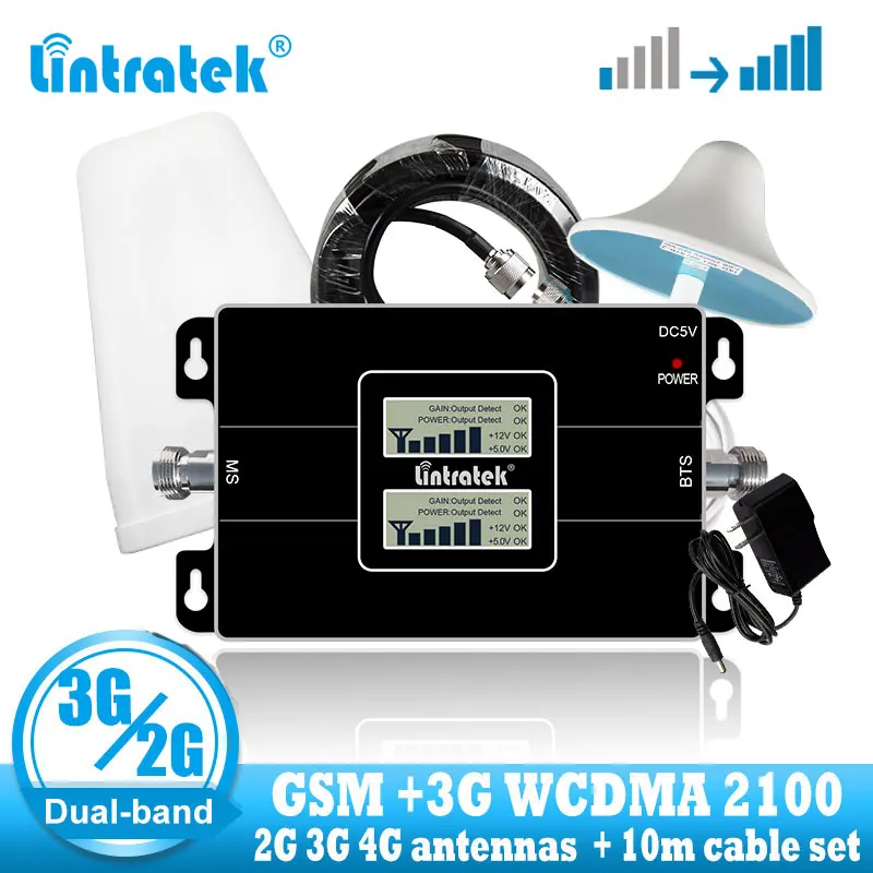 Ретранслятор сигнала Lintratek 3G GSM 2G 900 2100 усилитель сотового телефона WCDMA gsm UMTS +