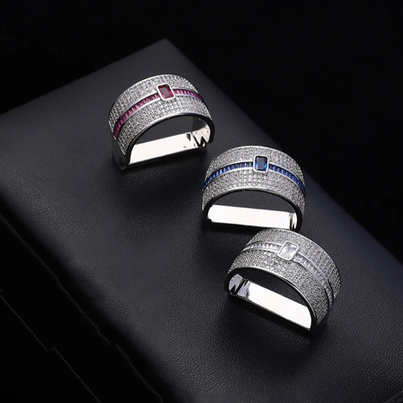 New Luxury Necktie Clip Men Zip Tie Ring TIe Clip Wedding Tie Ring Gift For Men Tie Ascot Tie Gemstones Rings