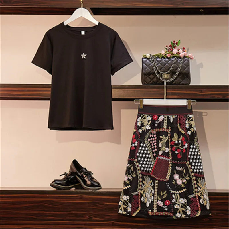 Женский комплект из 2 предметов футболка с круглым вырезом и коротким рукавом +