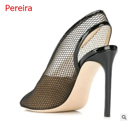 

Женские черные босоножки на высоком каблуке, из дышащей сетки, с открытым носком, с ремешком на пятке, сандалии на шпильке, большие размеры PartyNight