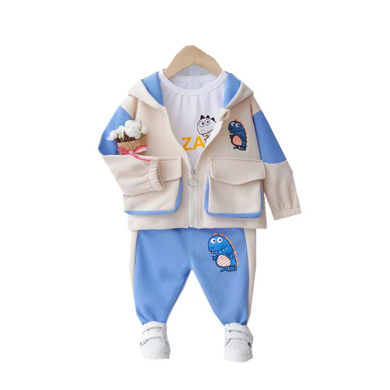 

New Spring Autumn Baby Girl Clothes Fashion Children Boys Hooded Jacket T Shirt Pants 3Pcs/sets Toddler Tracksuits Kids Clothing