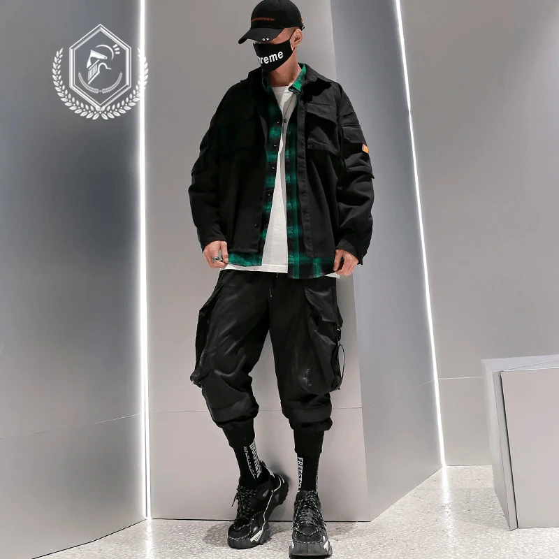 Golomise Men Casual Safari Style Jacket Fashion Loose Print Hip Hop Coat |