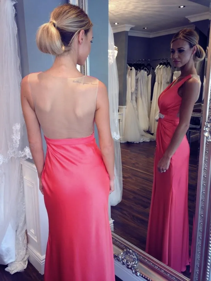 women formal v-neck vestido de renda new candy color sexy backless party elegant long free shipping Bridesmaid Dresses