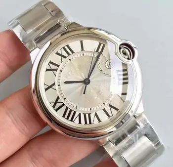 

Sports men's watch white 42mm calendar dial automatic mechanical stainless steel buckle sapphire men's Watch