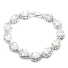 Обручение звено браслет AAA белый кубический цирконий CZ свадебные украшения Белое Золото Заполненные Геометрические цепи браслеты для женщин