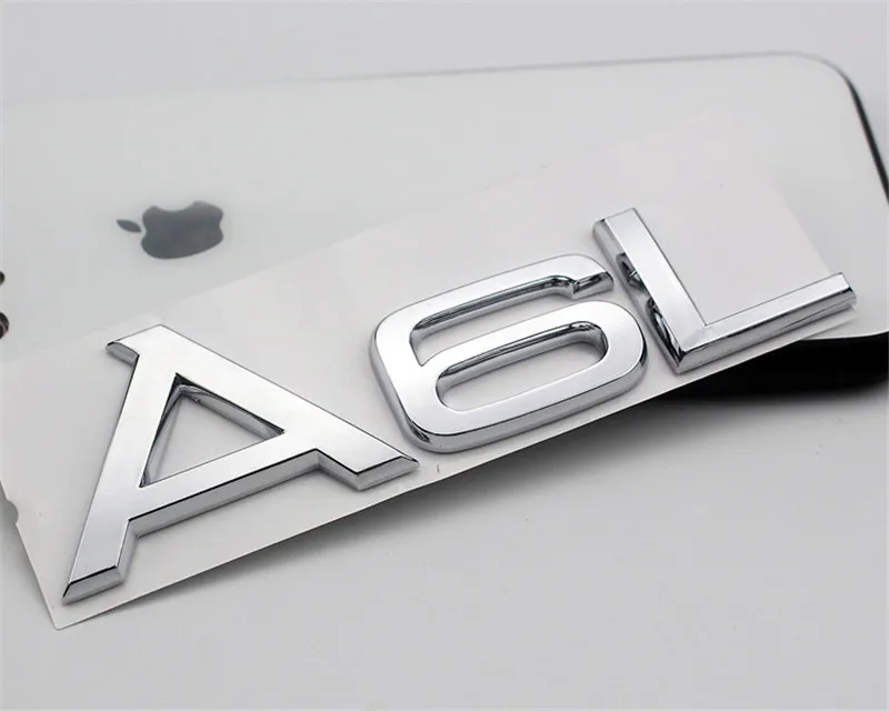 Наклеиваемого покрытия для автостайлинга из ABS Пластик серебро A3 A4 A5 A6 A7 A4L A6L A8L Q3 Q5 Q7 Эмблема для багажника знак боковой Логотипы автомобилей наклейки для тела - Цвет: A6L