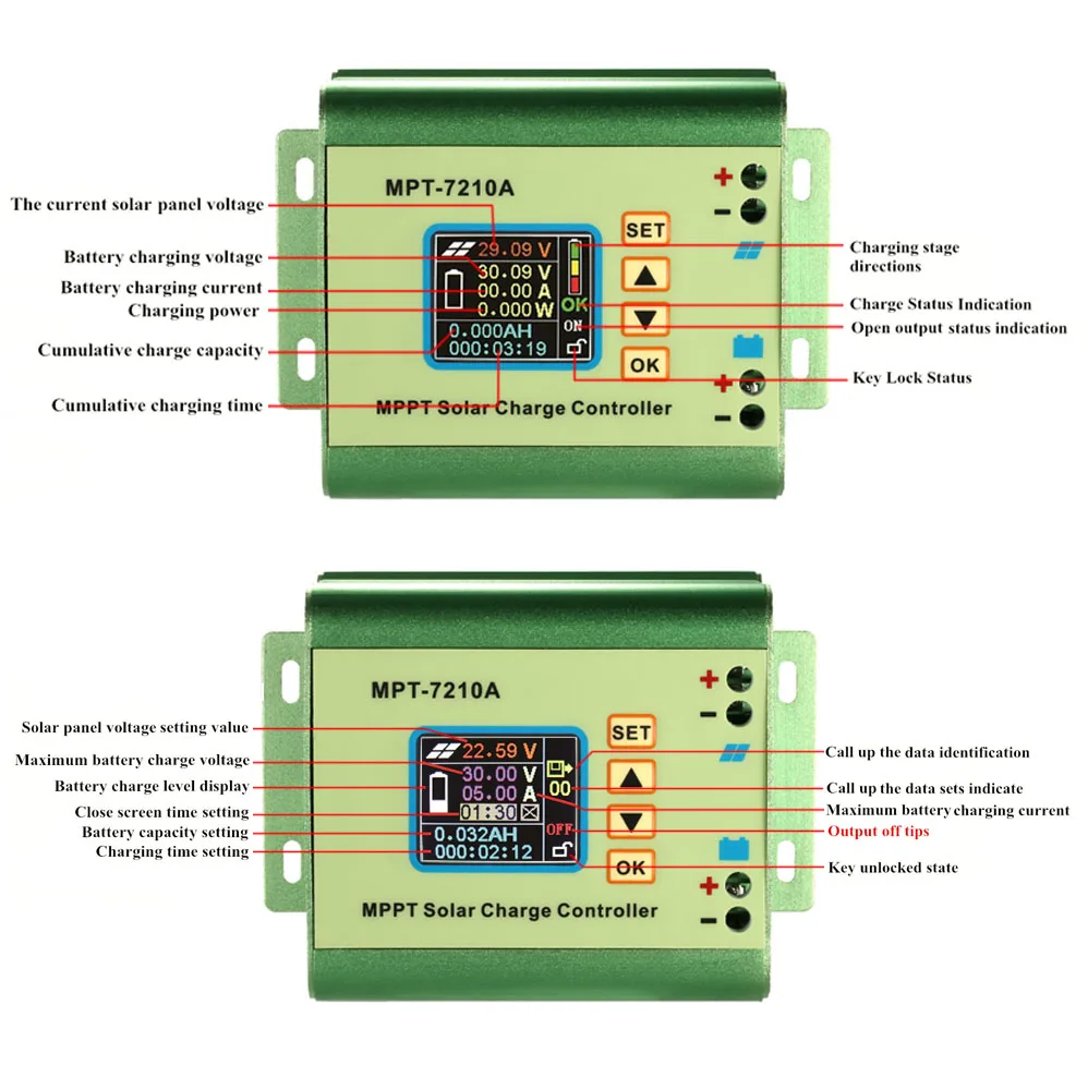 24/36/48/60/72V совместимы со слежением за максимальной точкой мощности, Солнечный контроллер заряда для фотоэлектрических систем Панели солнечные Батарея регулятор с ЖК-дисплеем Цвет Дисплей