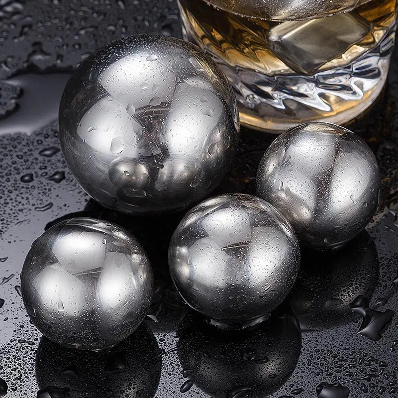 55mm Stainless Steel Round Ball Whiskey Cube Vodka Stone Ice Cubes With