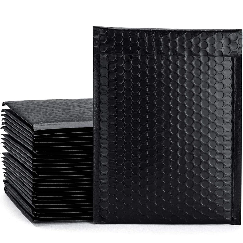 Sobres de burbujas de polietileno, bolsas de sellado autoselladas, acolchadas, resistentes al agua, para regalo, color negro mate, 10 Uds.