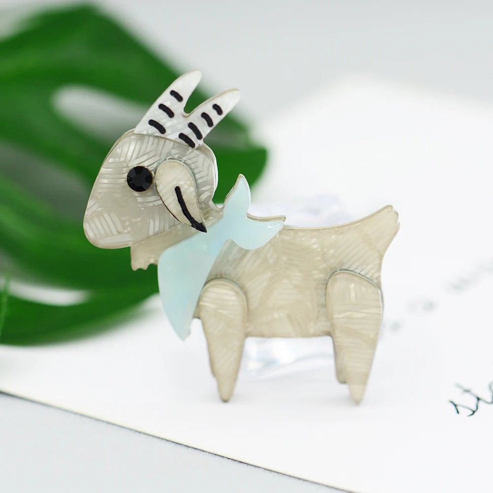 

OI Lovely Goat Shape Brooch Acrylic Animal Brooches for Women Men Children Suit Scarf Hat Pins Jewelry Kids Holiday Gifts