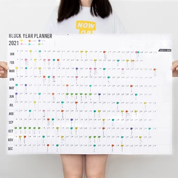 

2020 Year Annual Plan Calendar Daily Schedule with Sticker Dots Wall Planner Kawaii Stationery Study Planning Learning for Kids