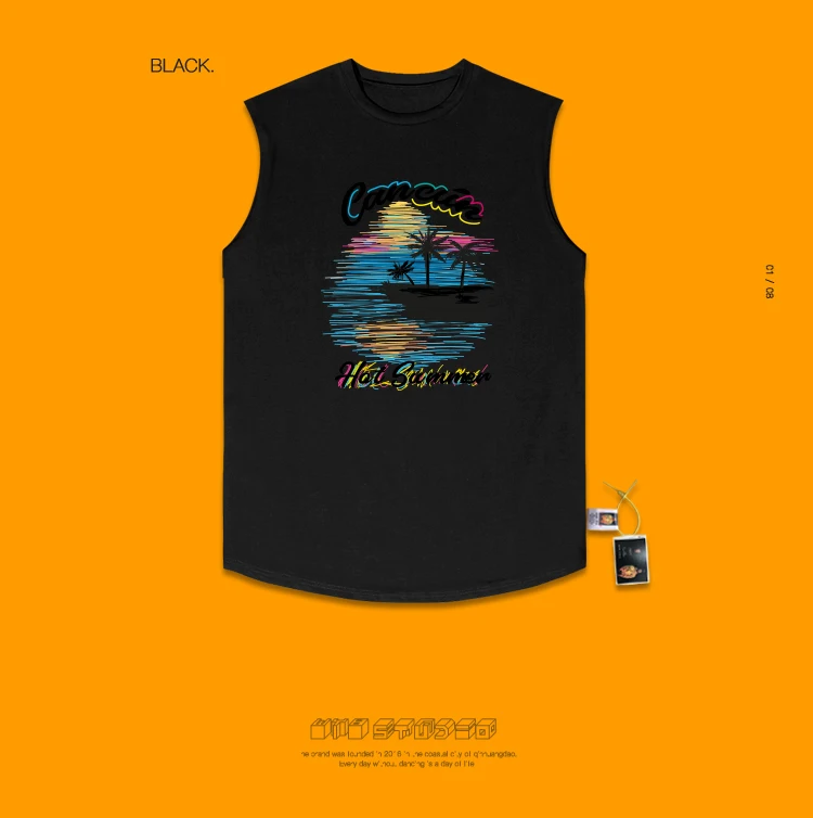 Классическая футболка без рукавов с изображением древней пальмы Hawaii Wind Disco, 8090 лет, уличный тренд, верхняя одежда без подкладки