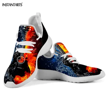 

INSTANTARTS Hot 3D Guitar Printing Men's Shoes Slip On Light Weight Footwear Boys Walk 3D Sneakers Men Casual Shoe Brand Design
