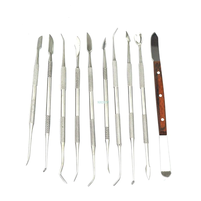 10pcs/bag Dental Lab Double Ends Wax Carving Tools Set with Kit Carver  Mixing Spatula Stainless Steel Equipment - AliExpress