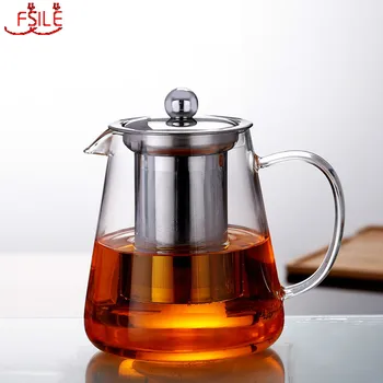 

Fashionable High Temperature Glass Bubble Teapot Flower Teapot 304 Stainless Steel Filter Household Leisure Bar Glass Kettle