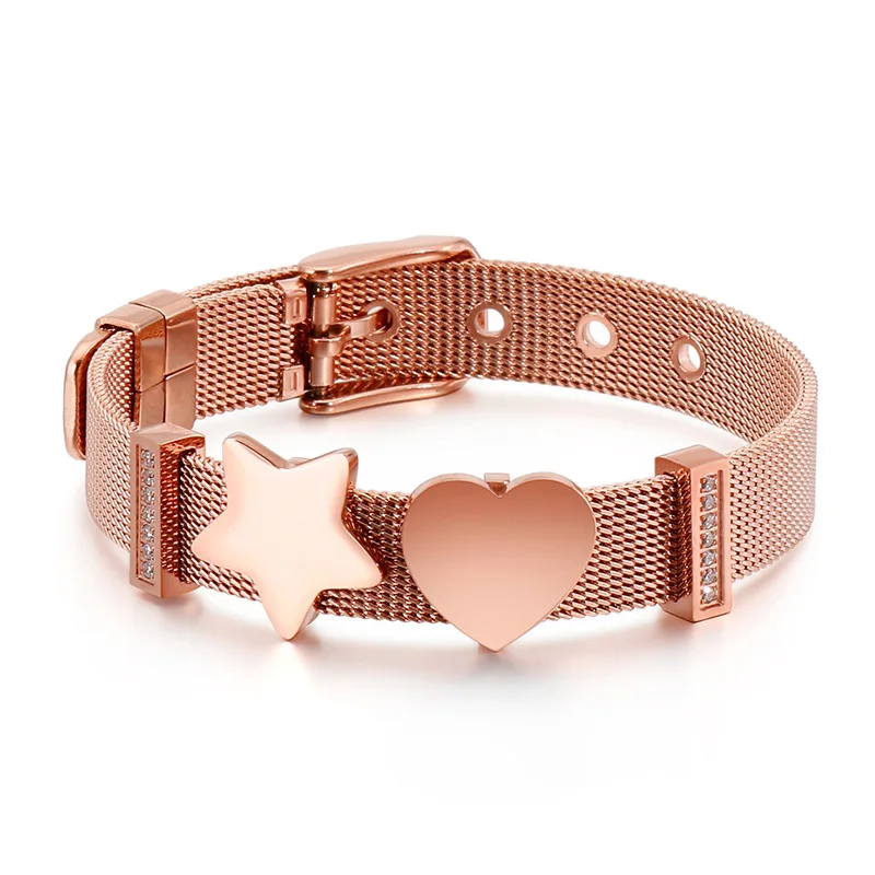 Custom Personalized Photo Name Bracelet Watchband Stainless Steel Rose Gold Women Men wrist Strap Watch Heart Star Bangle