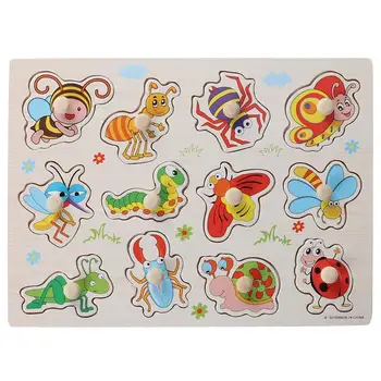 

1pc Wooden Puzzle Intelligence Educational Insect Pattern Toy Set Puzzle for Toddler