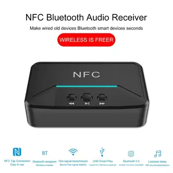 

2020 new NFC Bluetooth 5.0 Dual RCA Output 3.5mm AUX Stereo Audio Music Receiver Adapter