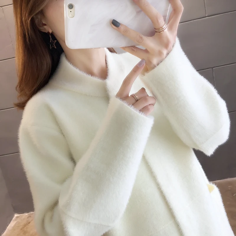 Осеннее и зимнее шерстяное Женское пальто средней длины, новая Корейская Темпераментная Женская популярная верхняя одежда, шерстяное пальто, женский свитер